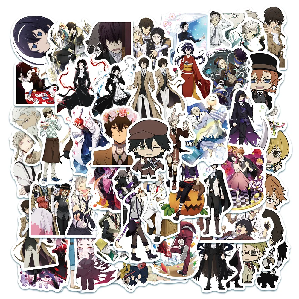 Auto Sticker 10/50 / 100 stks Bungou Stray Dogs Anime Stickers Voor Kinderen Laptop Telefoon Case Gitaar Skateboard Graffiti Cartoon Vinyl Decals Bomb