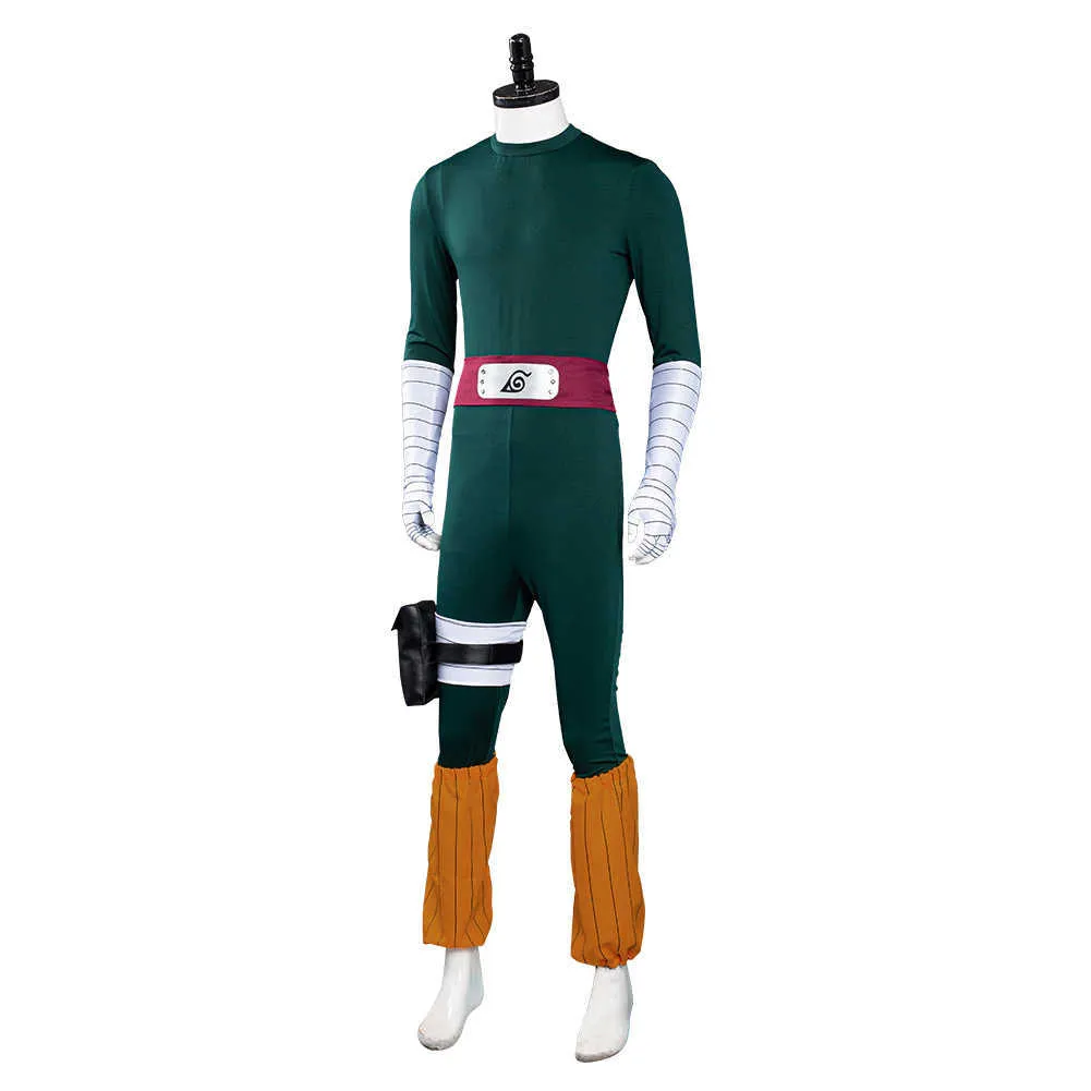 Rock Lee Costume Cosplay Verde Tuta aderente Abiti Costumi di carnevale di Halloween uomo Donna Q09108489290