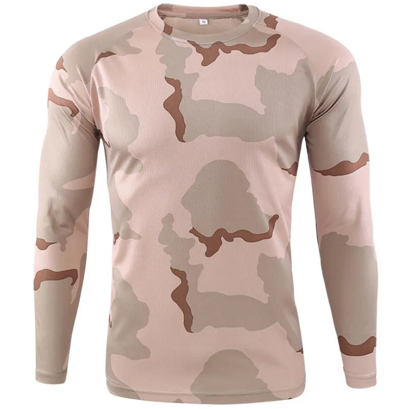 T-shirt mimetiche estive ad asciugatura rapida T-shirt militari traspiranti a maniche lunghe Caccia all'aperto Escursionismo Camicie da arrampicata 220309