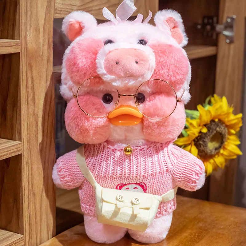 Kawaii Lalafanfan Duck Pluszowa zabawka Pchana zwierzę miękka pluszowa różowa żółta kaczka towarzysza zabawki do lalki dla dzieci Prezent urodzinowy1478632