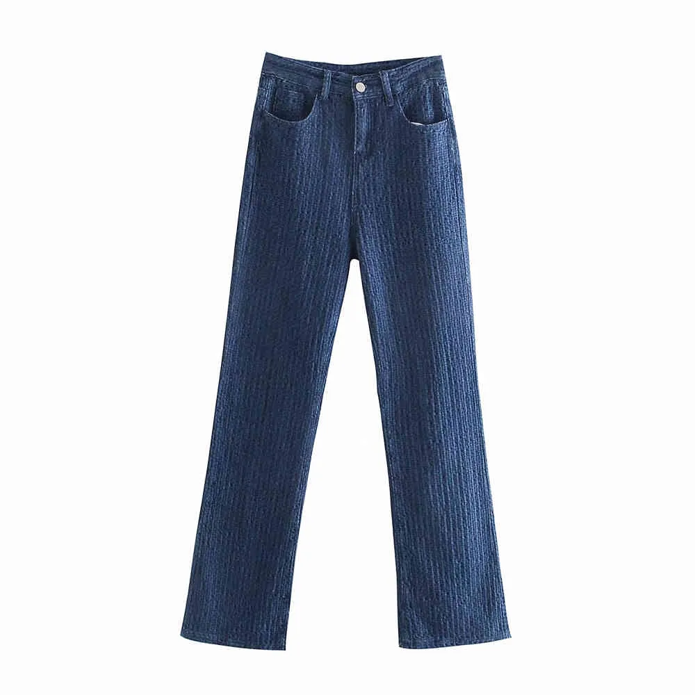 Straight Baggy Jeans voor Vrouw Hoge Taille Mode Blauw Denim Losse Moeder Broek Kleding Vintage Streetwear Stripe 210520