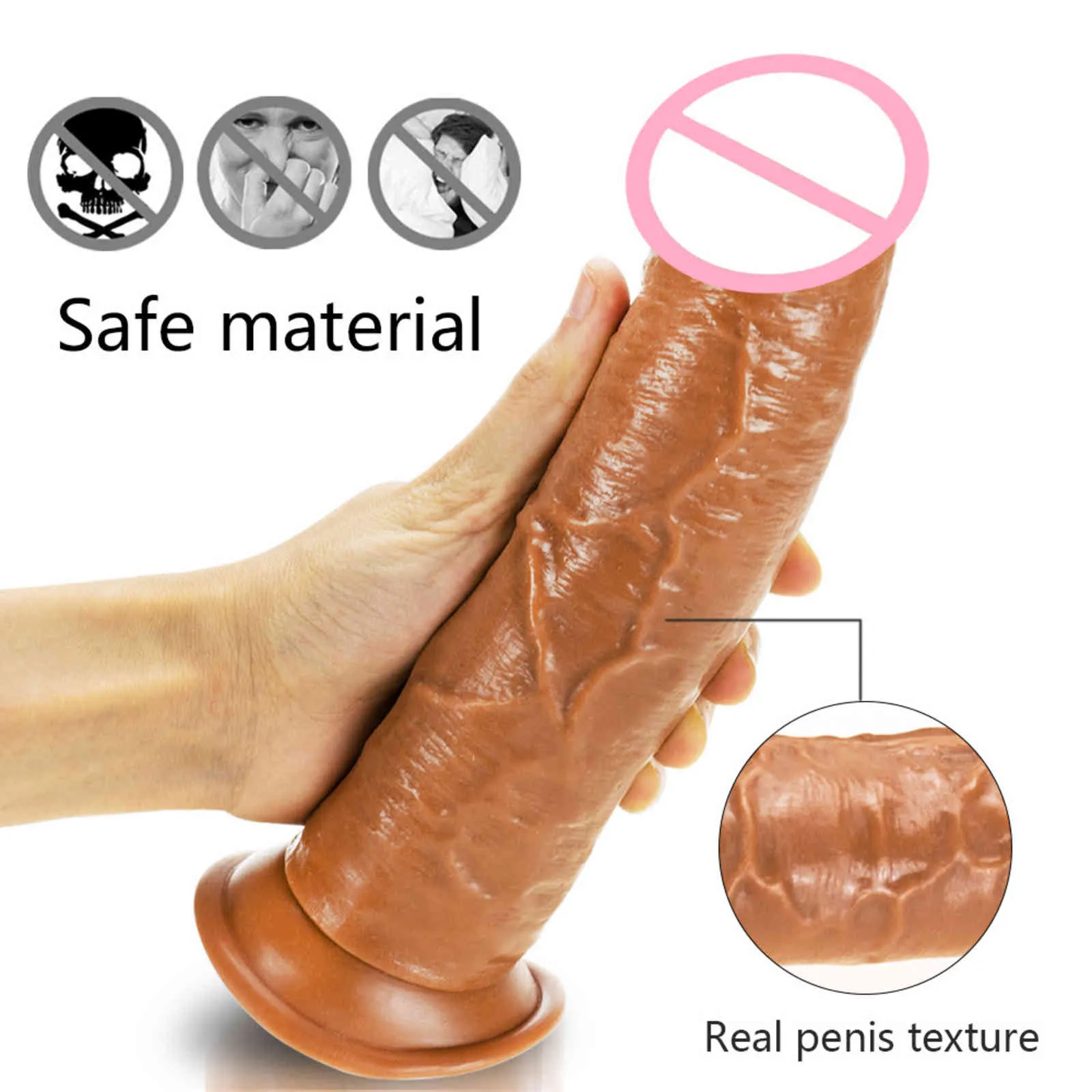 Strapon Realistische Dildo voor Vrouwen Huidgevoel Enorme Penis Masturbators Vrouwelijke Dildo's Riem Zuignap Clit Stimulatie Seksspeeltjes8457879
