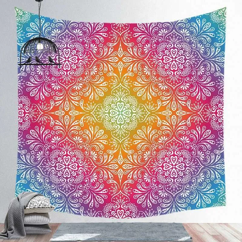 Indien Mandala Polyester Tapisserie Tenture Tapis Yoga Plage De Sable Jeter Tapis Couverture Tress Tapis De Couchage
