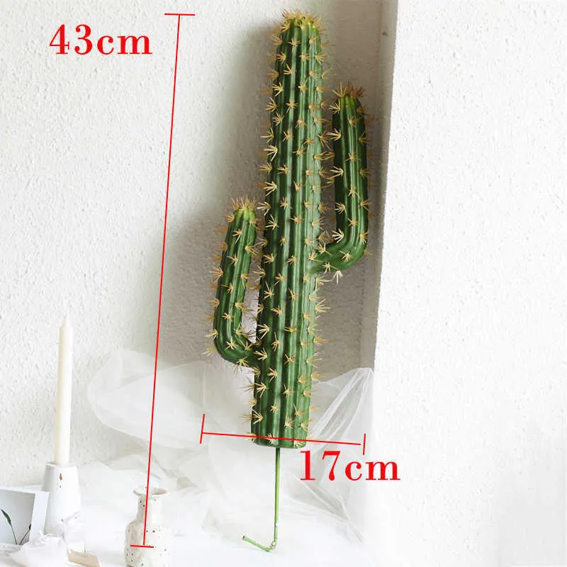 30-43cm Plantes tropicales Cactus artificiel Désert Faux Plante succulente Vert Thorn Ball Bureau Arbre en pot pour la décoration de bureau à domicile 210624