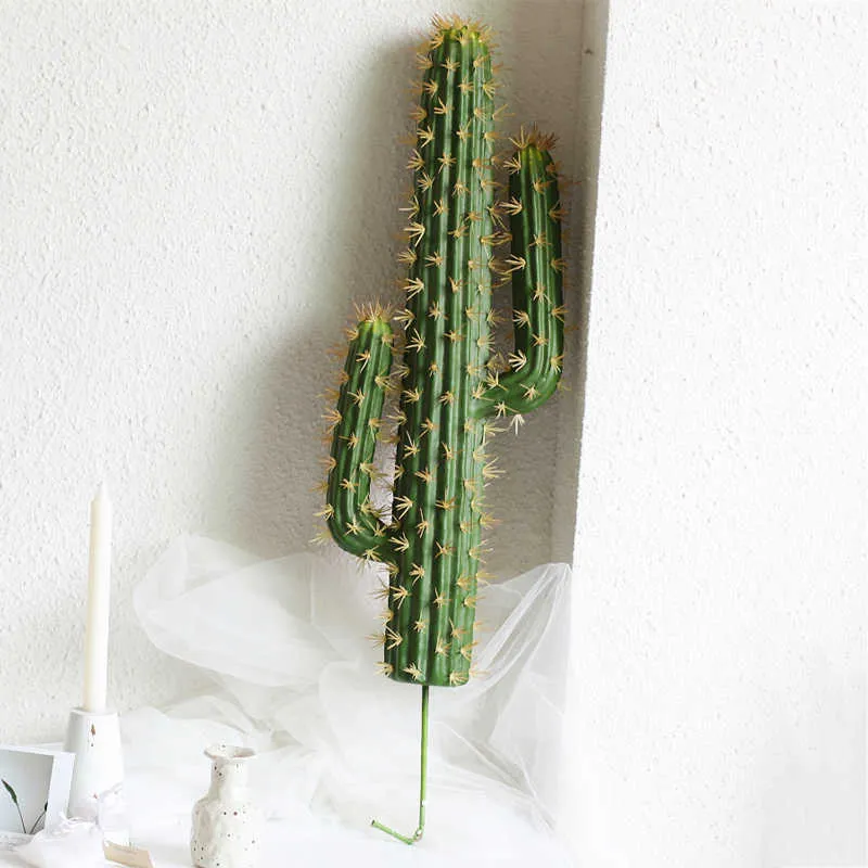 30-43 cm Plantas tropicales Cactus artificial Desierto Planta suculenta falsa Bola de espina verde Árbol en maceta de escritorio para la decoración de la oficina en el hogar 210624