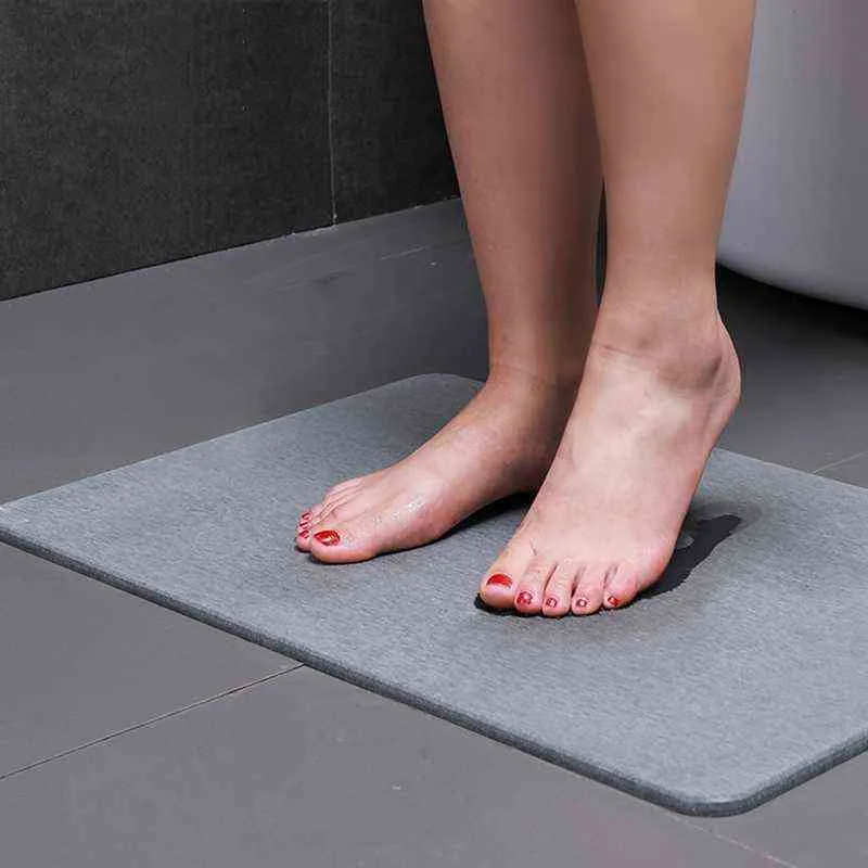 Bath Mats Anti-Slip Shower Carpet Rug Bathroom Floor Mats Fast Drying Kitchen Carpets Tapis De Bain Bathroom Toilet Rugs 40*30cm 211109