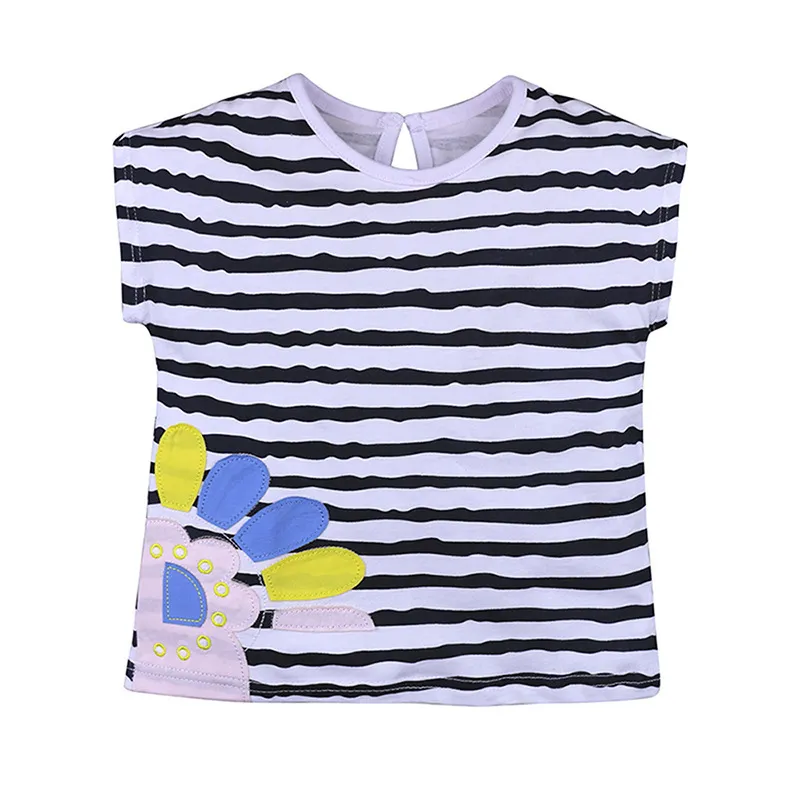 T-shirt casual da neonata T-shirt da ragazza bambina T-shirt da ragazza estiva da principessa T-shirt animale da cartone animato bambini Top in cotone 210413