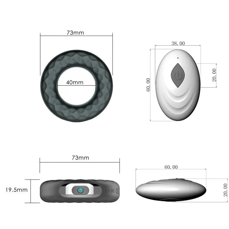 Pinis Ring Silicone Cock Vibrator Toys for Men Massageur Remote Control USB RETEND RECLOR DE RECORROGE Ejaculation 10 Fréquence Q05154359188