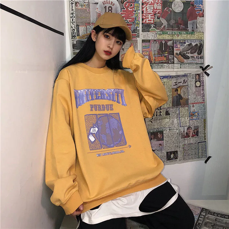 Women's Hoodies Sweatshirts Spring Autumn ONeck Pullover Women Korean Loose Clothes oversized Sweatshirt Vintage Oversized Harajuku hoodie 220907