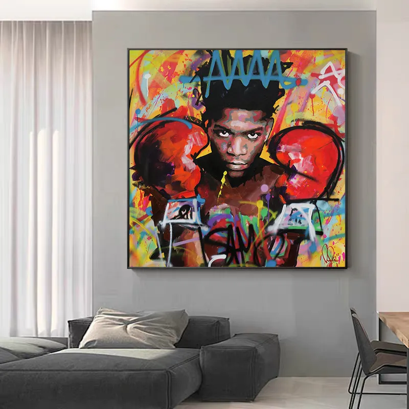 Modern Graffiti Art Africano Boxer Pôsteres e Impressões Pinturas em Tela Imagens de Arte de Parede para Sala de estar Decoração de Casa Cuadros No Fra2231618