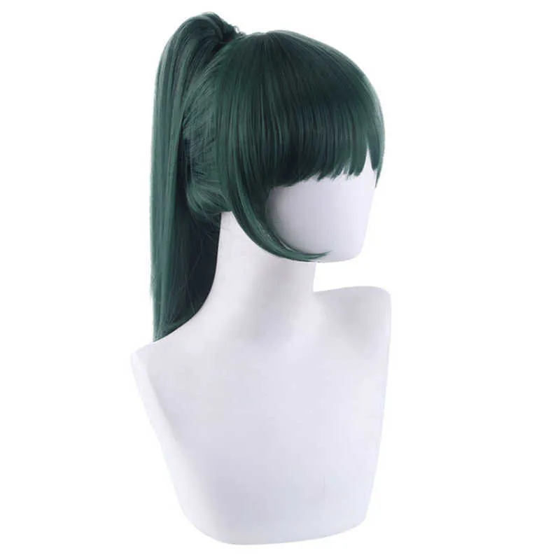 Anime Jujutsu Kaisen Maki Zenin Cosplay perruque 50 cm vert résistant à la chaleur cheveux synthétiques Pelucas Halloween fête Costume Wigs1955344