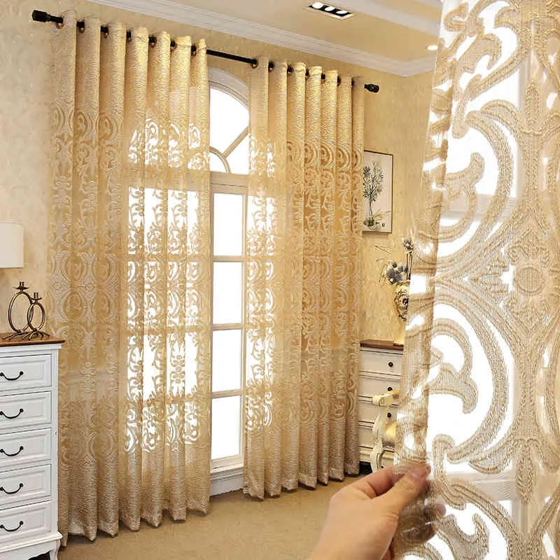 Rideaux transparents rideaux creux brodés de luxe européen pour le salon tissu elgent pour la chambre fenêtres françaises drapé haut-haut 6660780