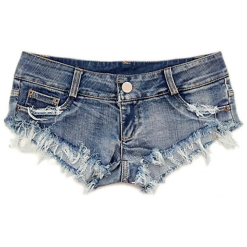 Sommer europäische und amerikanische Mode Jeans Sexy Low Waist Ripped Hole Damen Denim Shorts Hosen 210629