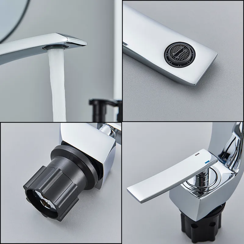 Basin Sink Faucet Enkel handvat Koud en Hot Mixer Taps Mooie Curve Design