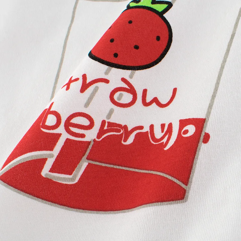 Baby Meisjes Fruit Stawberry Print T-shirts Mode Zomer Kinderen Meisje Zachte Tees Toddler Casual Kleding 2-7 Jaar 210429