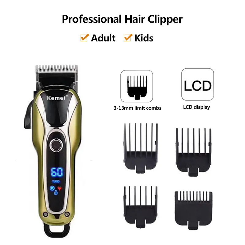 2022 électrique LCD tondeuse à cheveux tondeuse pour hommes Rechargeable rasoir barbe barbier cheveux Machine de découpe quatre couleurs USB