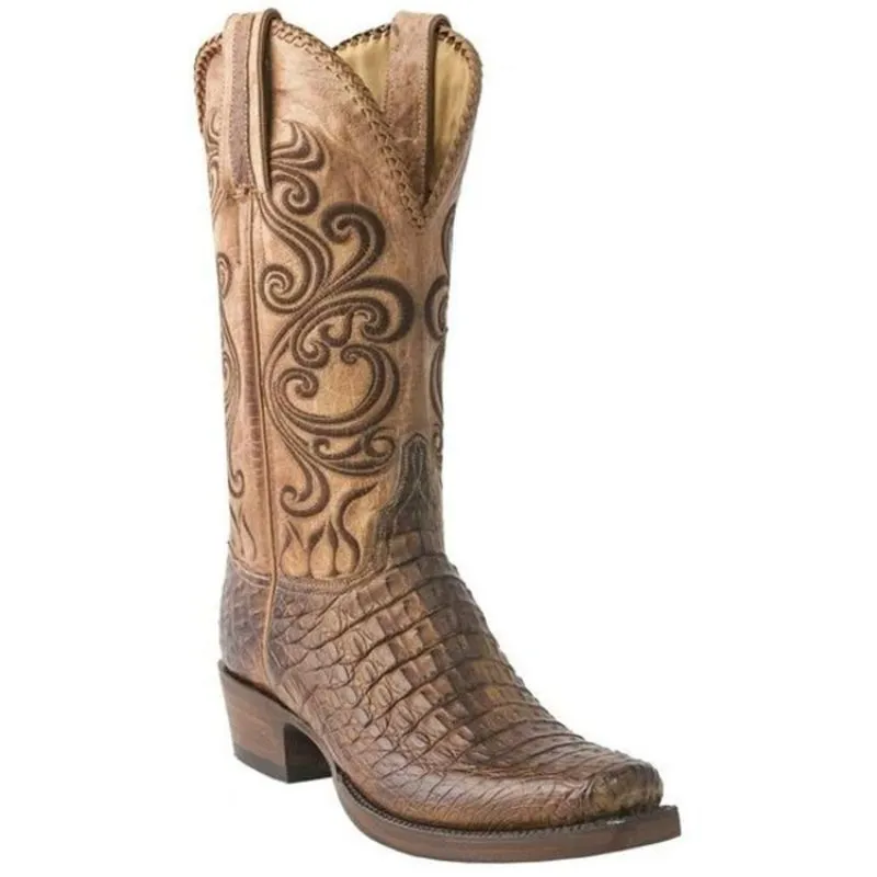 Herren PU Leather Back Cut Cowboy Boots Western Square Toe Boot Stiefel Klassiker Stiefel Casual Fashion Winterkampf Ka6554263642
