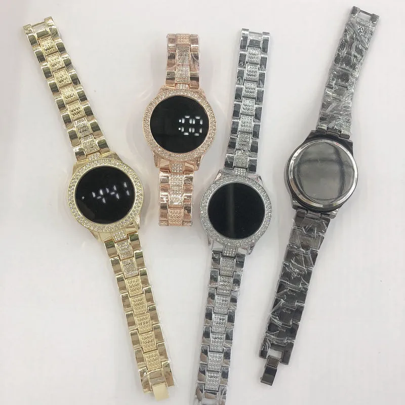 Damen-Diamant-Touch-LED-Uhren, modisch, wasserdicht, trendige Damen-Paaruhr, einzigartiges Display, das ganz besondere Geschenk, Jam Tangan Peremp287A