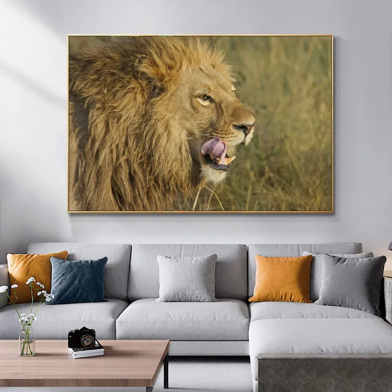 Pittura animale Arte della parete Decorazioni la casa Leone astratto Poster Stampa su tela la decorazione del soggiorno Immagini Cuadros Senza cornice