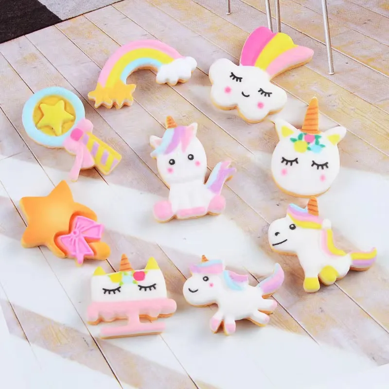 Cute Unicorn Components Crafts Rainbow Cartoon Flatback Planar Resin Bow Materials DIY Arts Crafts Sticker Accessories 2080