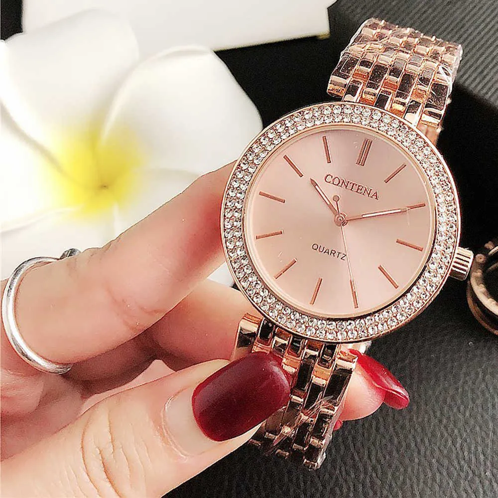 Reloj Mujer Gold Watch for Woman Fashion Women Quartz Wristwatch Wishwatch Ladies Relogio Feminino 210707304Q