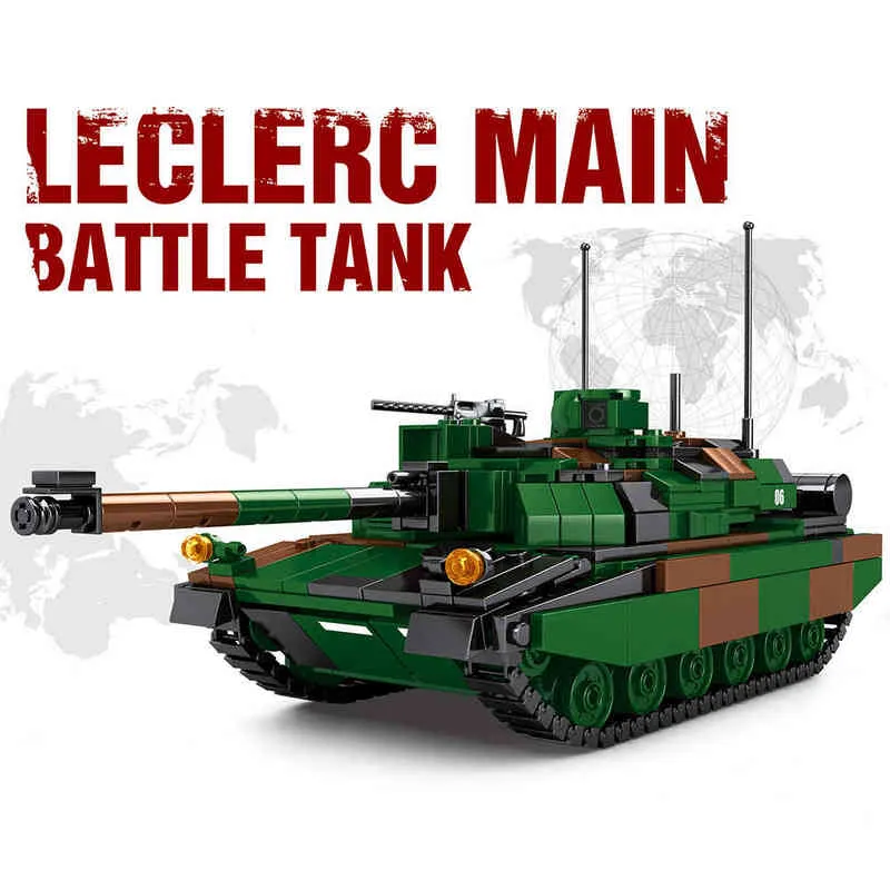 군사 시리즈 주요 전투 탱크 빌딩 블록 Leclerc Leopard 2A7 + 유형 10 도전자 2 무거운 탱크 도시 육군 키즈 장난감 선물 Y1130