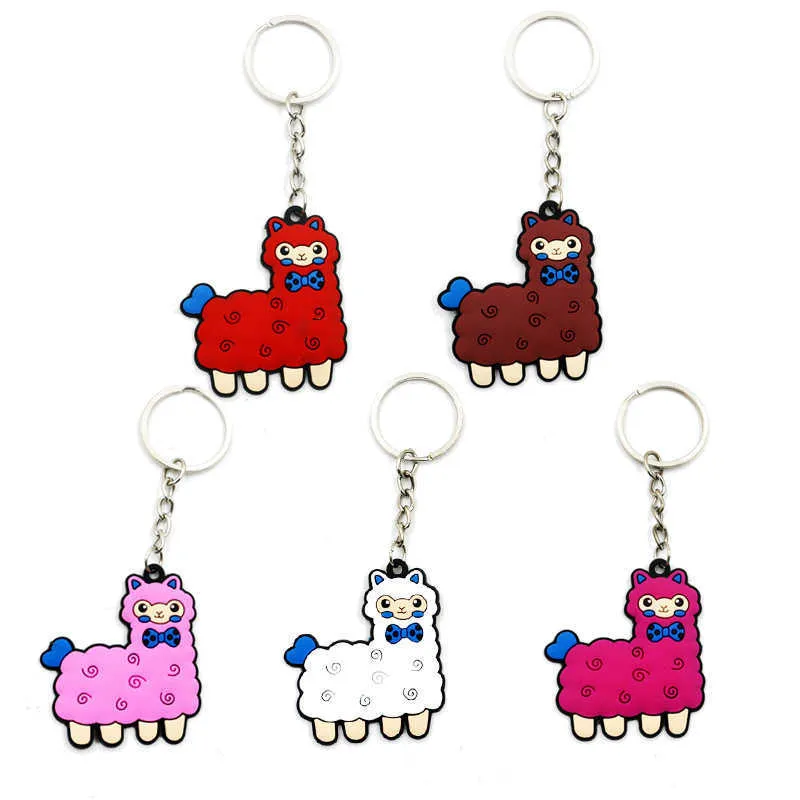 10 Pezzi Cartoon Pvc Lama Alpaca Portachiavi Portachiavi Bambino Zainetto Gioielli Portachiavi Animale Portachiavi Charms in Silicone Regalo G1019