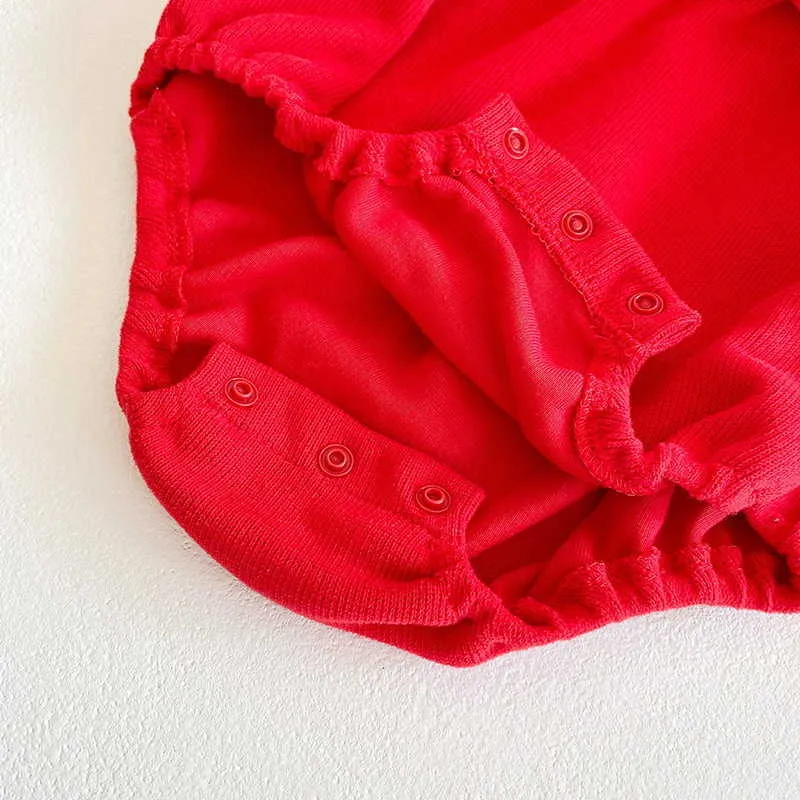 Vår Alla hjärtans dag Baby Girls 2-Piece Sets Love Heart Långärmad Jumpsuit + Cardigan Coat Söt Outfits E6076 210610