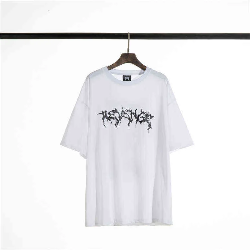 Lato 2022 Moda Marka Revenge Horn Devil Roar Szkic High Street Men's and Women Sleeved T-shirt