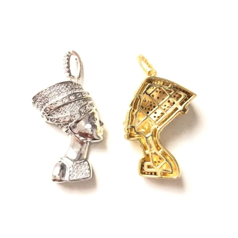 Charms 3d Egiptian Queen Nefertiti Wisiant Charm dla kobiet Naszyjnik bransoletki Making Religijne biżuterię DIY Holesa 309W