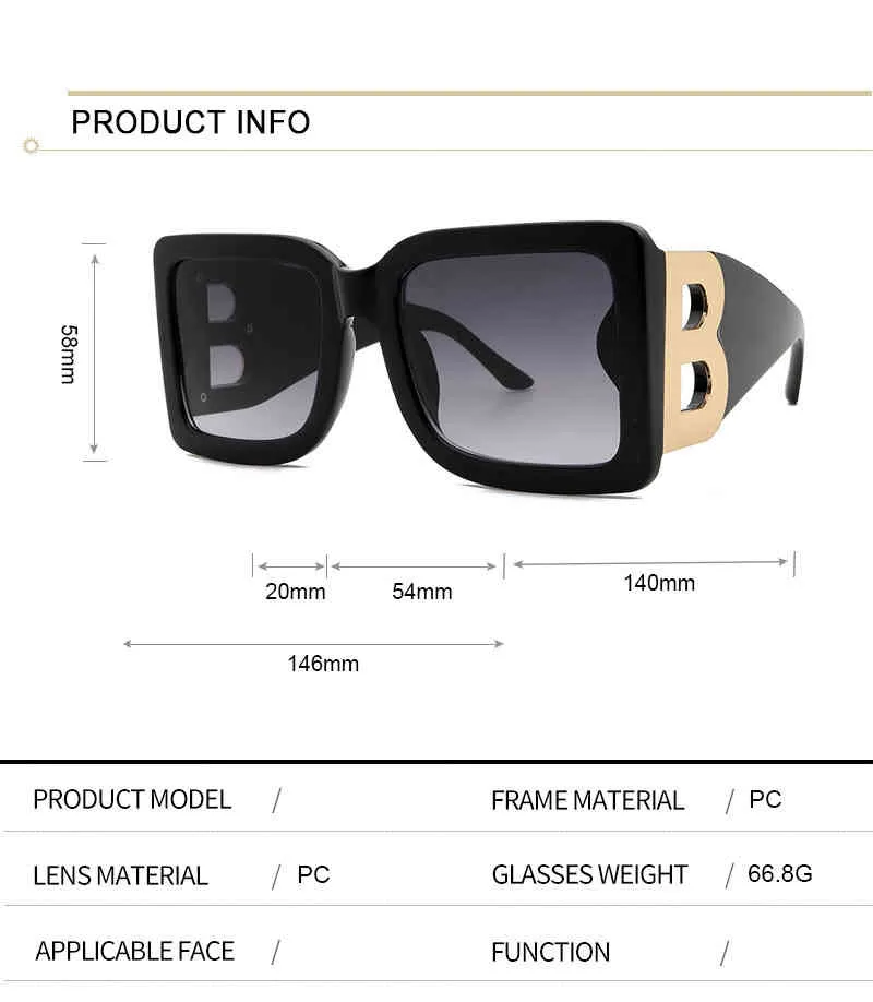 Mode Nauq tendance grand cadre lunettes de soleil femmes 2021 marque de luxe rétro carré Rivet lunettes de soleil noir largeur jambes Eeyeglasse