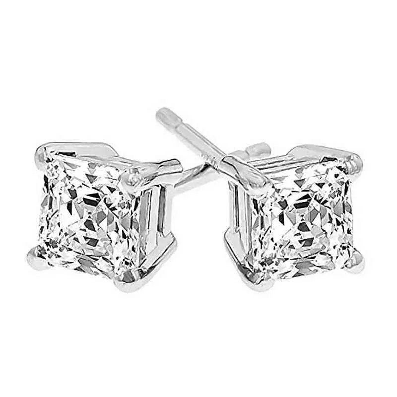NXY Earrings Iogou-pendientes De Plata Ley 925 Para Mujer Aretes Circonita Cuadrada 4 Garras Joyera Diamante Nupcial Compromiso 257i