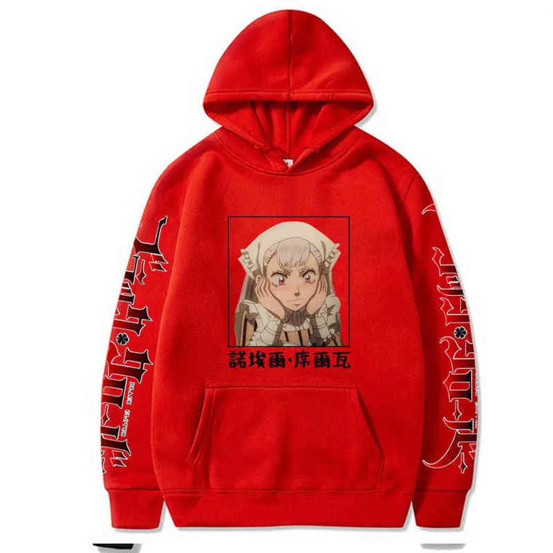 Black Clover Hoodie Hip Hop Anime Noelle Silva Pullovers Tops Long Sleeves Autumn Man Clothes H1227