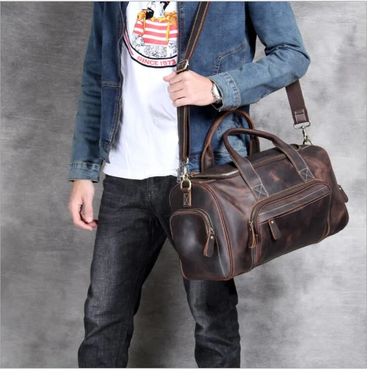 Travel Bag Fashion Man Designer Business Trip For Outdoor Genuine Leather Shoe Duffle Bag Male Coffee Black316P