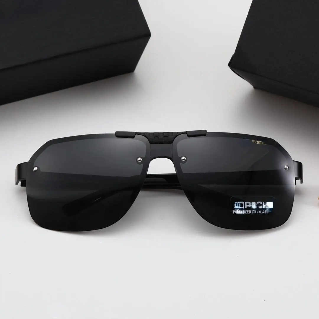 Las gafas de sol polarizadas de metal para hombre son modernas y versátiles, las gafas de sol cuadradas sin marco para conducir son vendidas al por mayor por los fabricantes.