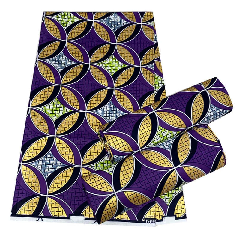 100 % Baumwolle Top Golden Powder Prints Echtwachs Afrikanischer Stoff Neueste Designer Nähen Hochzeitskleid Tissu Herstellung Handwerk Lendenschurz 210702