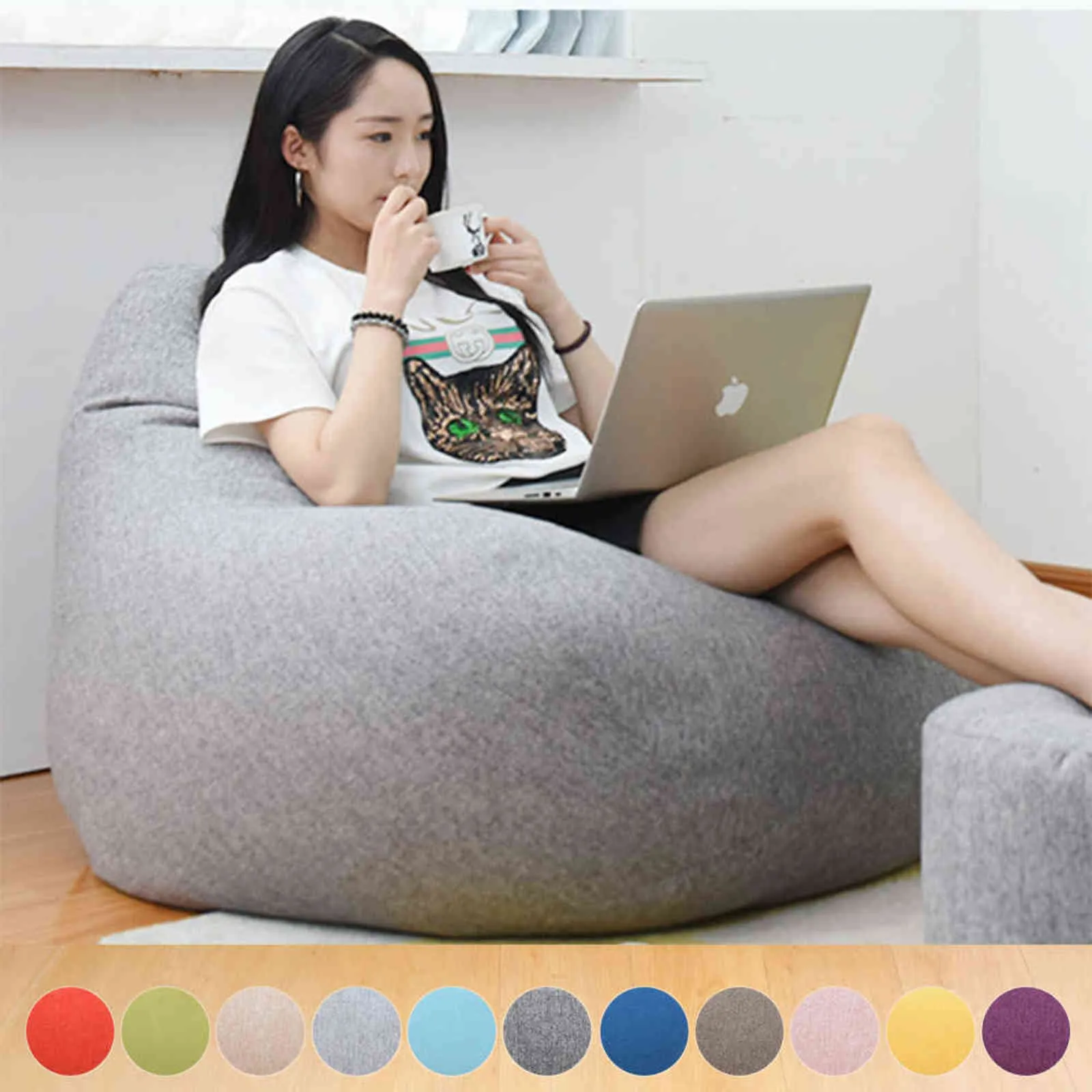 Bean bag chair Cover Lazy Bag Sofas without Filler Lounger Seat Puff Asiento Couch Tatami Chairs s 211116