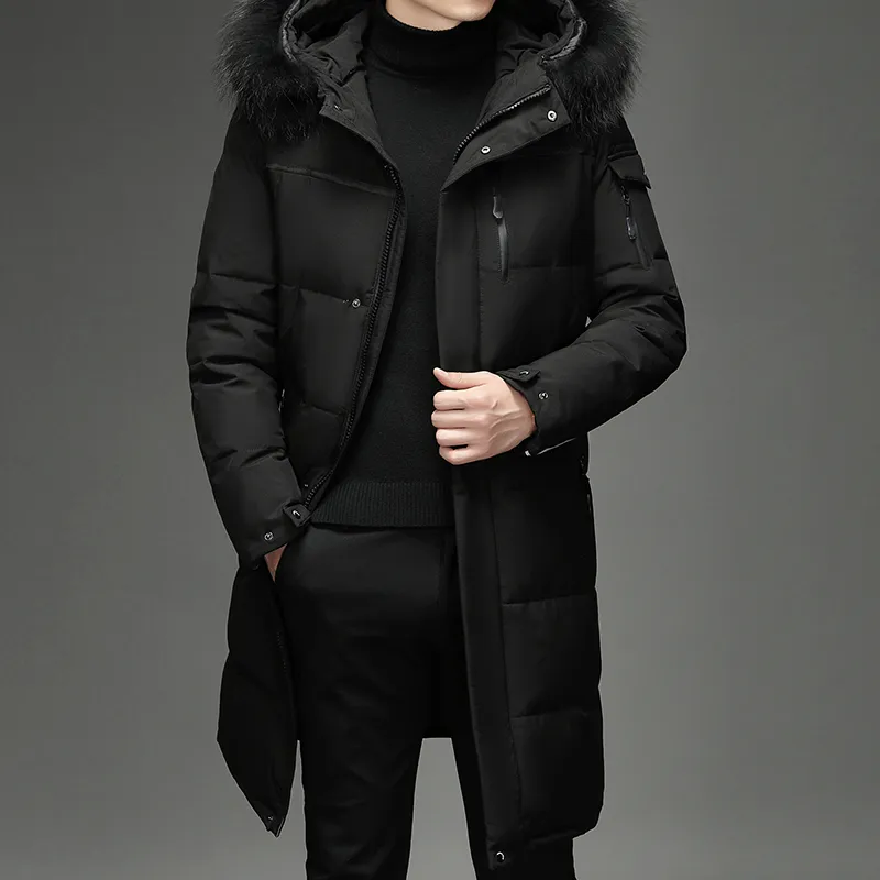 아래 파카 마스 남성 긴 재킷 남자 겨울 자켓 흰 오리 다운 파파 껍질 코트 코트 후드 두꺼운 따뜻한 바람막이