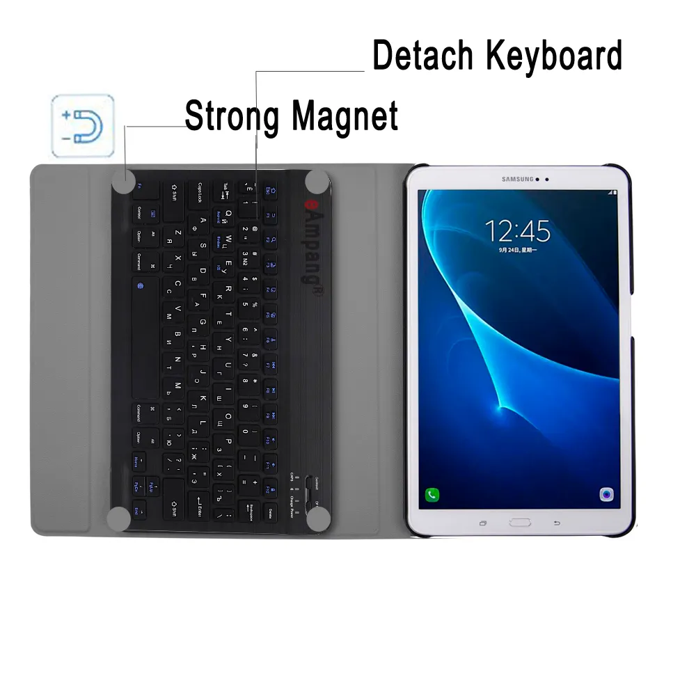 Étui clavier russe pour Samsung Galaxy Tab A A6 10.1 2016 SM-T580 SM-T585 T580 T585 tablette couverture en cuir clavier Bluetooth