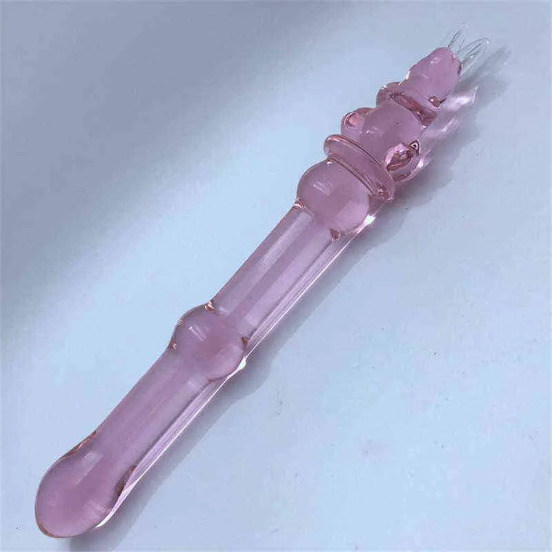 NXY Godes Consoladores De Cristal Couleur Rosa Con Forma Conejo Para Mujer Consolador Realista Pene Grande Punto G Tapn Anal Juguetes 220111