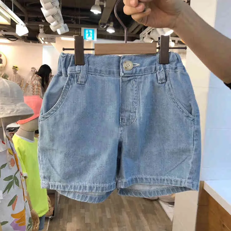 Boys and Girls Denim Shorts Summer Children's Clothing Kids Fashion Solid Color Casual Jeans 210515