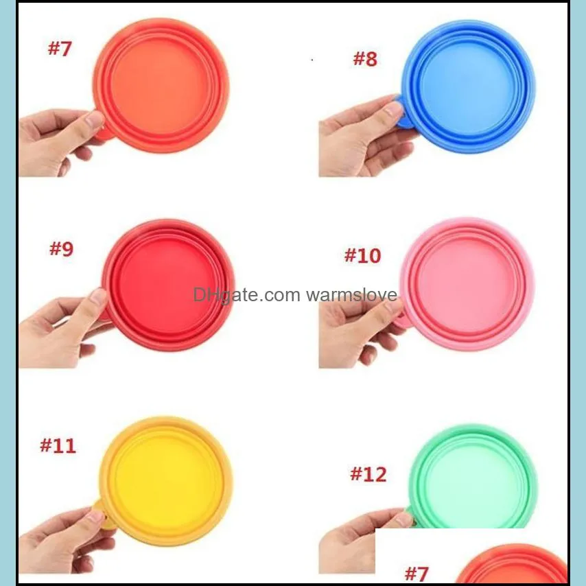 Pet Silica Gel Bowl Dog Cat Collapsible Silicone Dow Bowl Candy Color Outdoor Travel Portable Puppy Food Container Feeder Dish