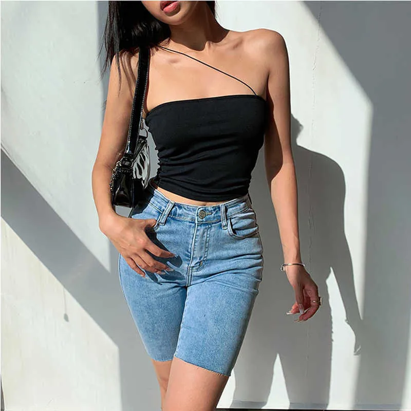 Zomer sexy blauw vintage vrouwen skinny longline denim shorts knop micro-bom meisje vrouwelijke iva8 210603