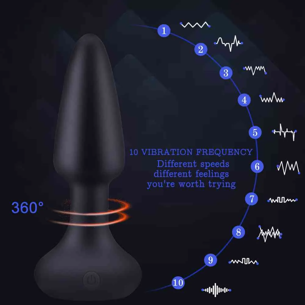 yutong Vibration Butt Plugs Rotation Beads Vibrator Prostate Massage Wireless Remote Control Anal Plug Adult Toys For Man Woman2385