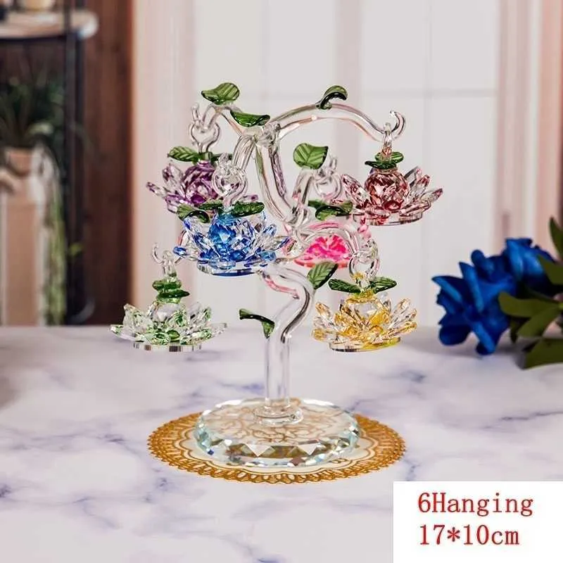 Exquisite Crystal Lotus Tree Ornament Fengshui Miniaturowe Figurki Dekoracje Home Dekoracje Prezenty 211108