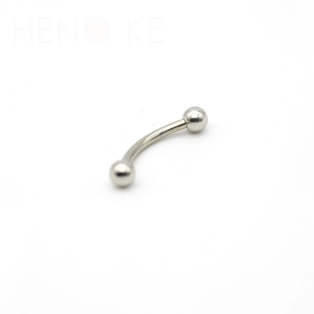 Titanium Stal Spike Bell Button Pierścienie pępek Zakrzywiony Taśma Sutek Piercing Body Biżuteria Próżniowa Galwanizacja Pręt Długość 6 8 10 12mm