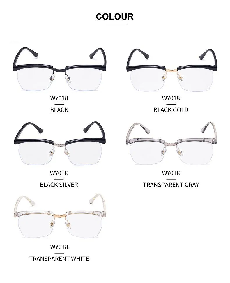 Okulary przeciwsłoneczne 2021 Fashion Anti Blue Ray Pół luksusowe okulary o fajne wytrzymałe legendy styl męski elegancki zwykłe okulary 8755236U