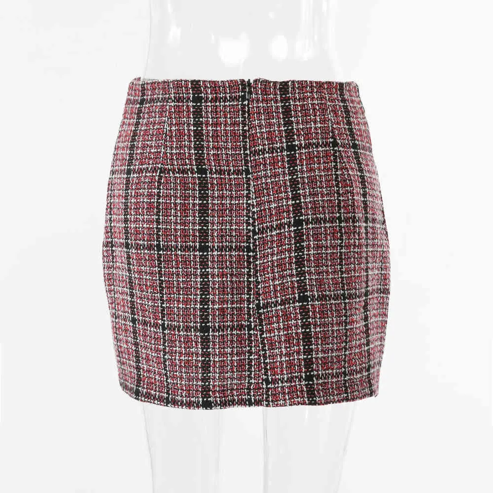 Women's Skirt Vintage Bodycon Plaids High Waist Houndstooth Pencil Skirts Autumn Fashion Office Lady Slim Fit Woman Clothing X0428