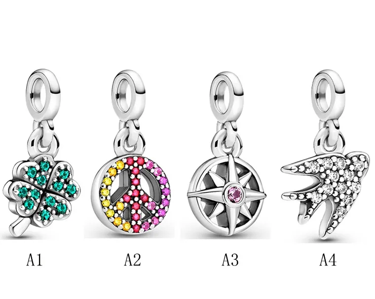 Echtes S925-Sterlingsilber, passend für Pandora-Paar-Halskette, Sommer, neue Produkte, kleine Accessoires, Schnur zum Aufhängen, Liebesherz, blauer Crysta-Charm für Perlen-Charms