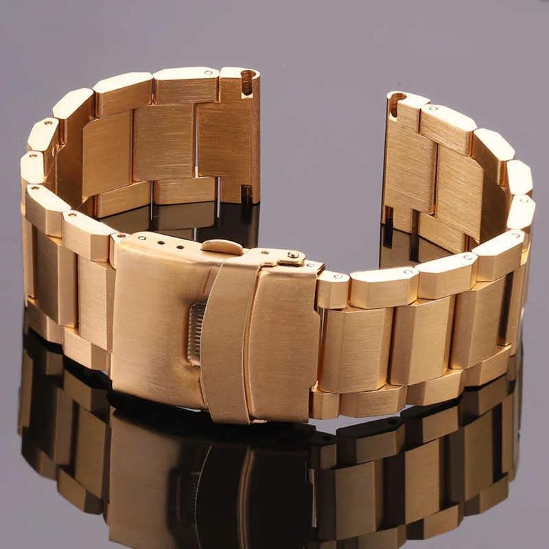 Bracelet de montre en acier inoxydable Bracelet Femmes Hommes Bracelet de montre en métal Bracelet 18mm 20mm 22mm 24mm Accessoires Argent Rose Or Noir H0915